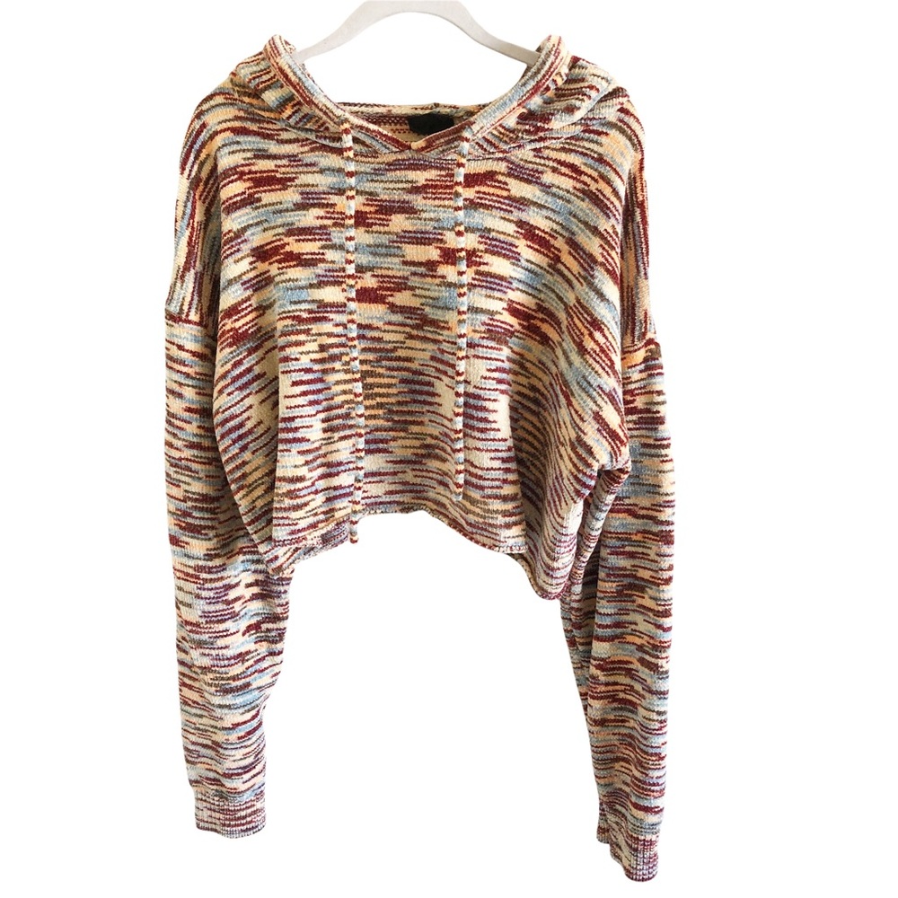 Out from Under Space Dye Crop Hooded Sweater Size M